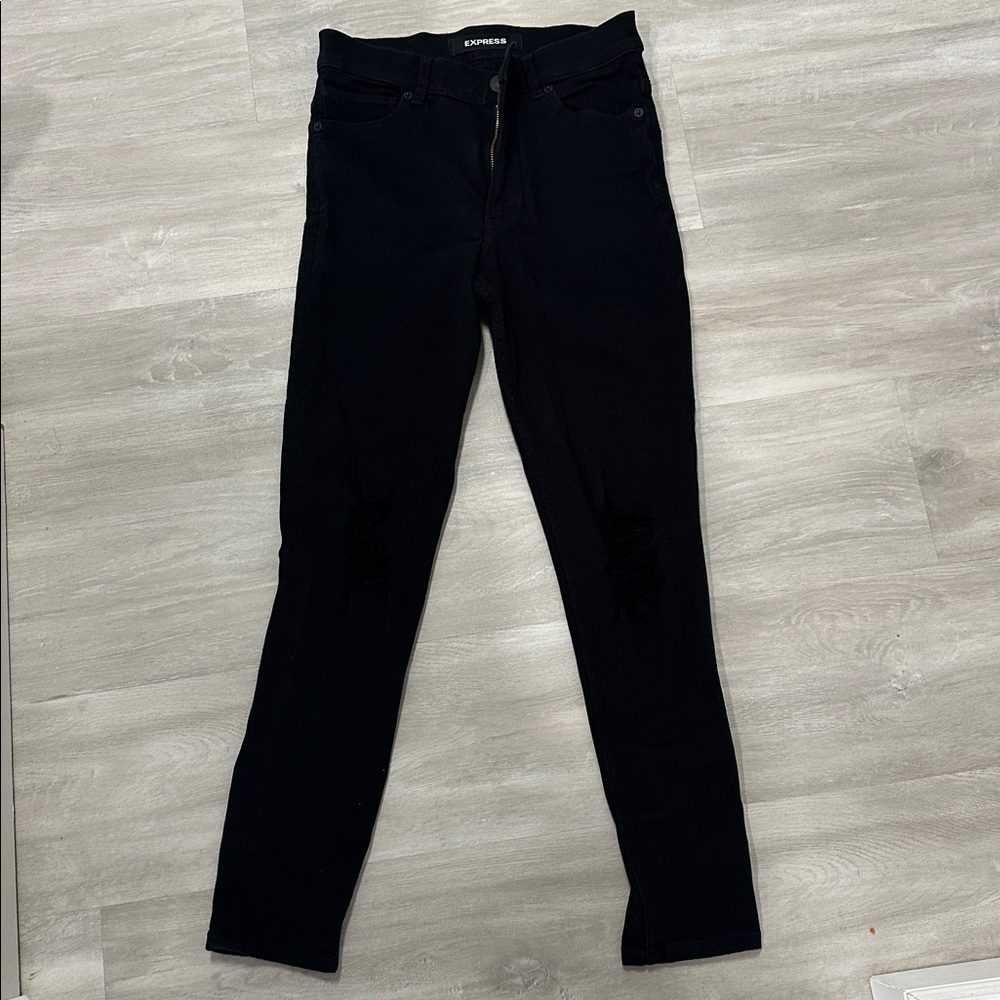 Express Midnight Black Denim Stretch Legging, High Rise, 4S/4C